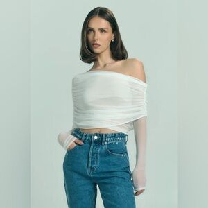 NWT Meshki Everly Off-Shoulder Top | White